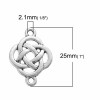 Connecteur noeud celtique, couleur argent, 4 pcs