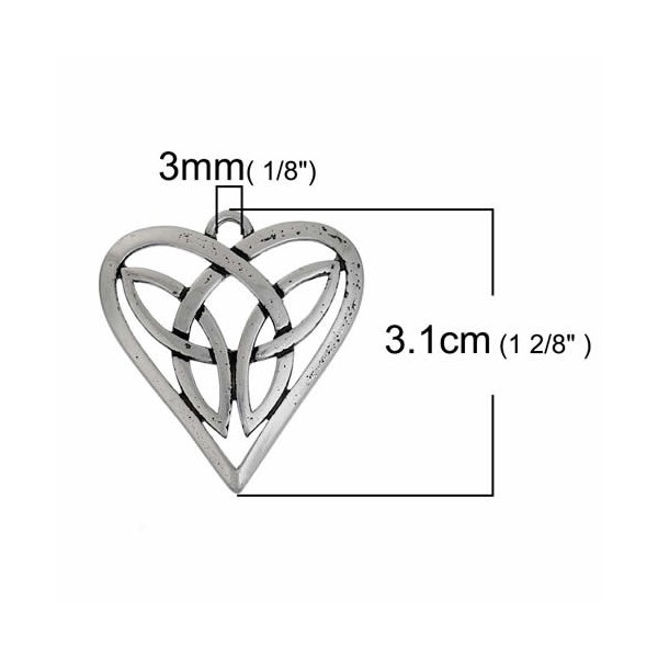 Colgante nudo celta corazon, 31x29mm, 1 pz