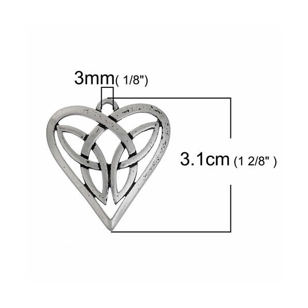 Hanging celtic heart, 31x29mm, 1 pce
