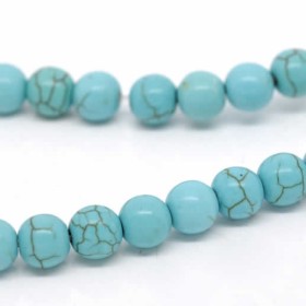 Howlite beads, turqese, 8mm, +/- 54 pcs