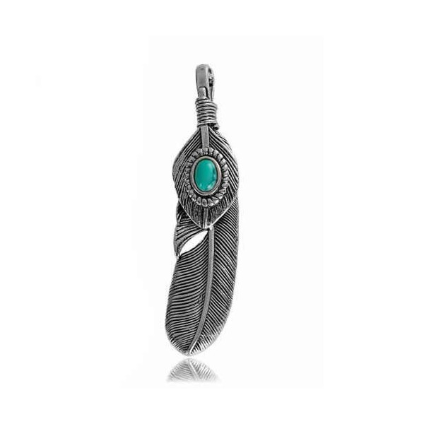 Pendentif plume avec Howlite, 1 pce