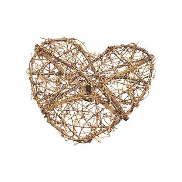 Couronne En Osier En Forme De Cœur - Dimensions 30x30x8 Cm - Idéale Pour Arrangements Floraux, Décoration Murale