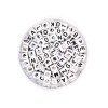 Cuentas de plastica con letras, mix blanco/negro, +/- 300 pz