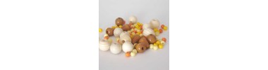 Perles  bois / coco / graines